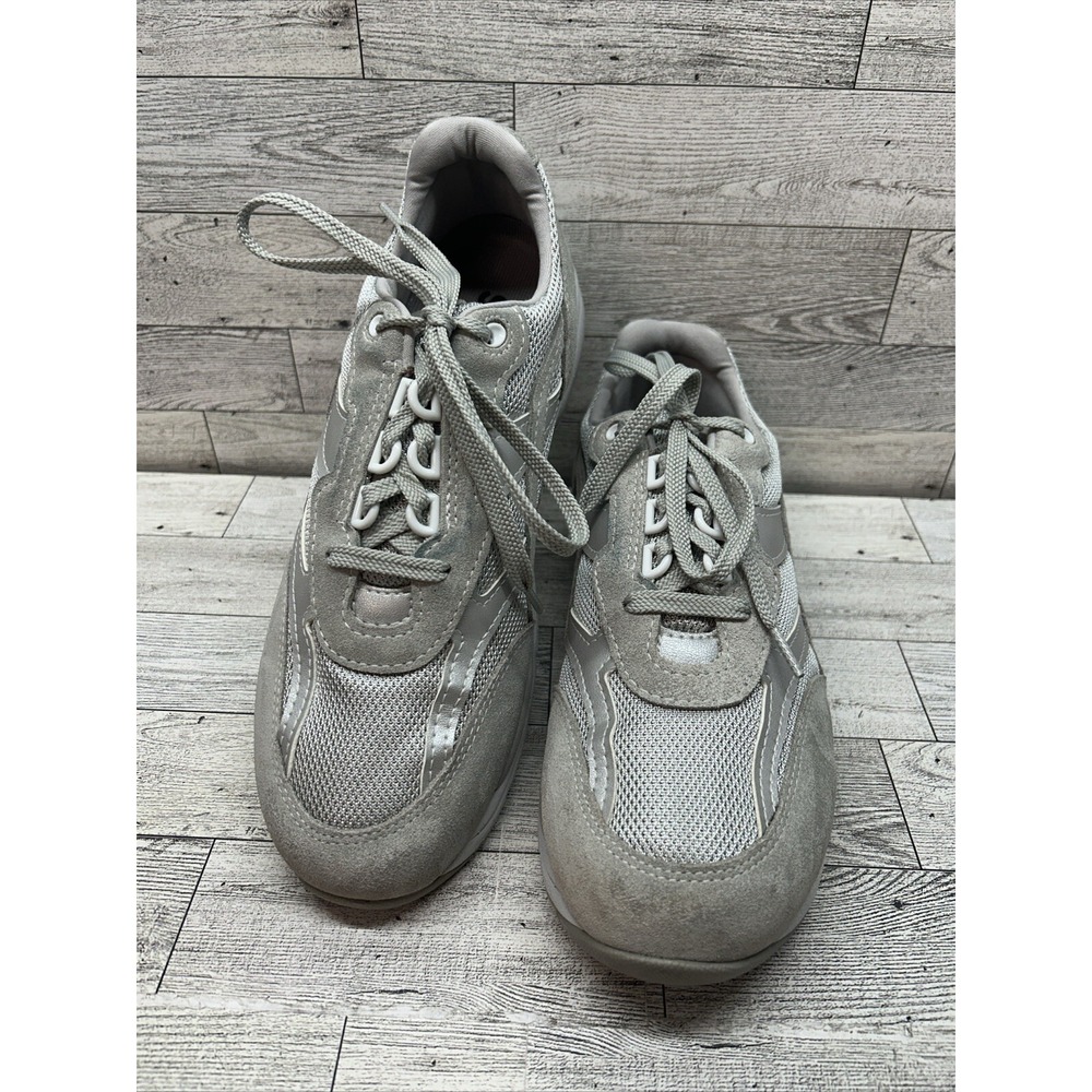 SAS Tour Mesh Womens 9.5 Lace Up Comfort Tennis Shoes Gray Silver Suede Sneakers